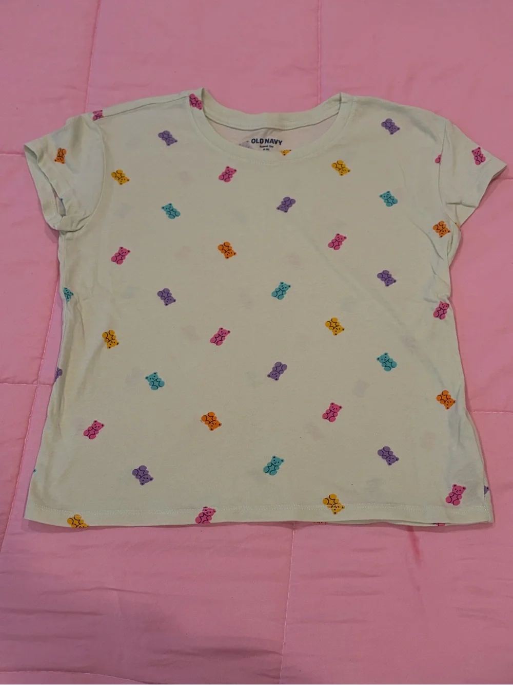 Old Navy Kids Light Green Gummy Bear Print Tee